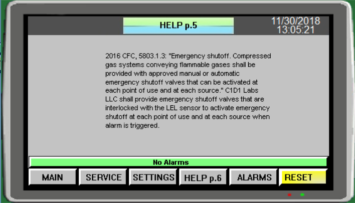 Extraction Booth Controller Screen Descriptions